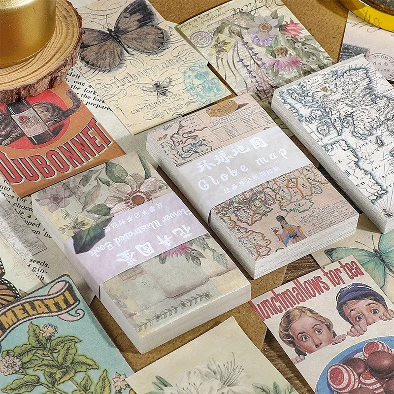 Journal GO 60pcs Vintage Scrapbooking วัสดุกระดาษ DIY Junk Journal Collage Planner อัลบั้มภาพ Retro 