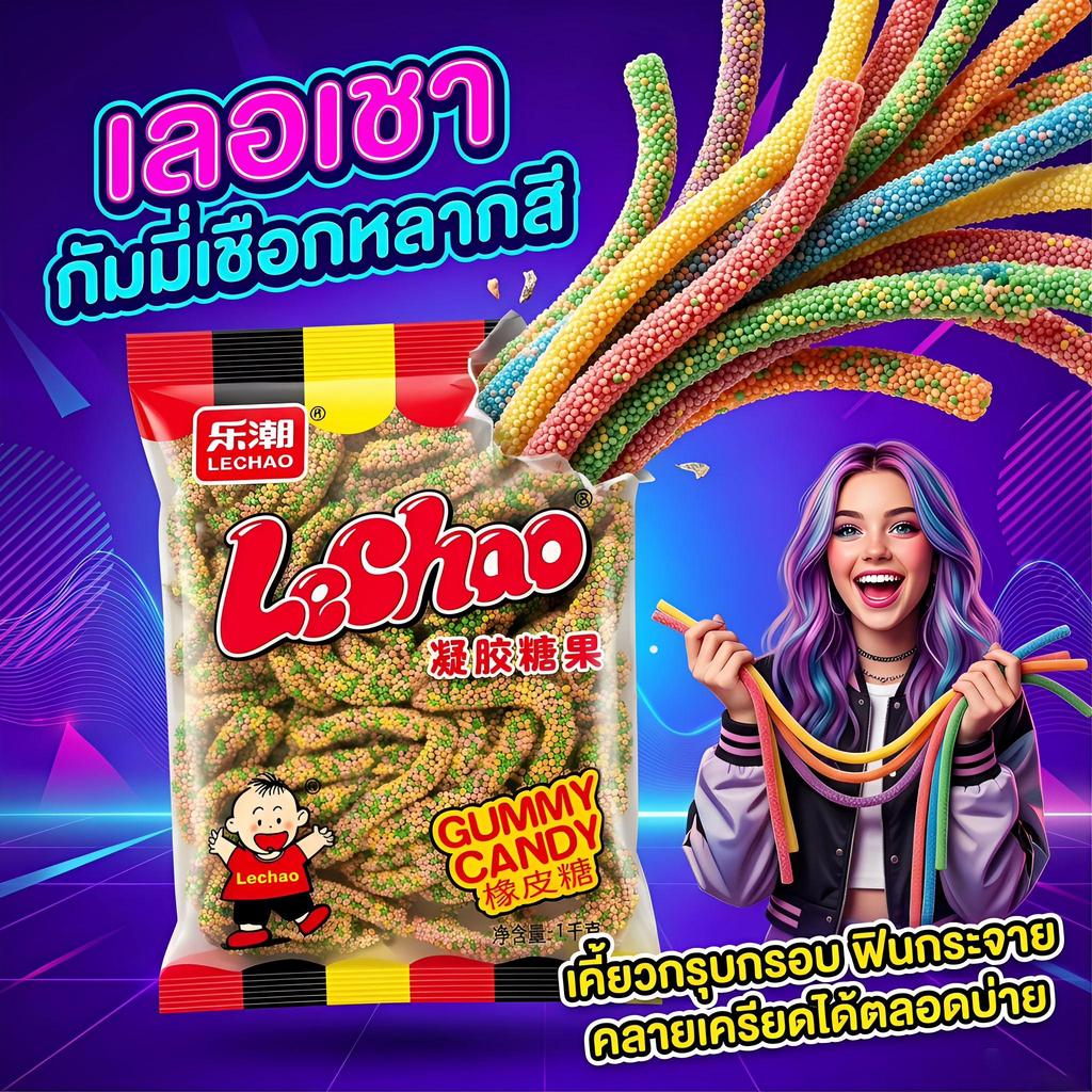 jinlong-ลูกอมเชือกสีกรอบ 1kg LeChao ขนมขบเคี้ยวที่คนหนุ่มสาวรักมาก อาหารว่างสำนักงาน สั่งซื้อและจัดส่งทันที