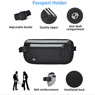 กระเป๋าคาดเอวซ่อนเงิน ป้องกันRFID ใส่พาสปอร์ตบัตรเครดิตพกเดินทาง