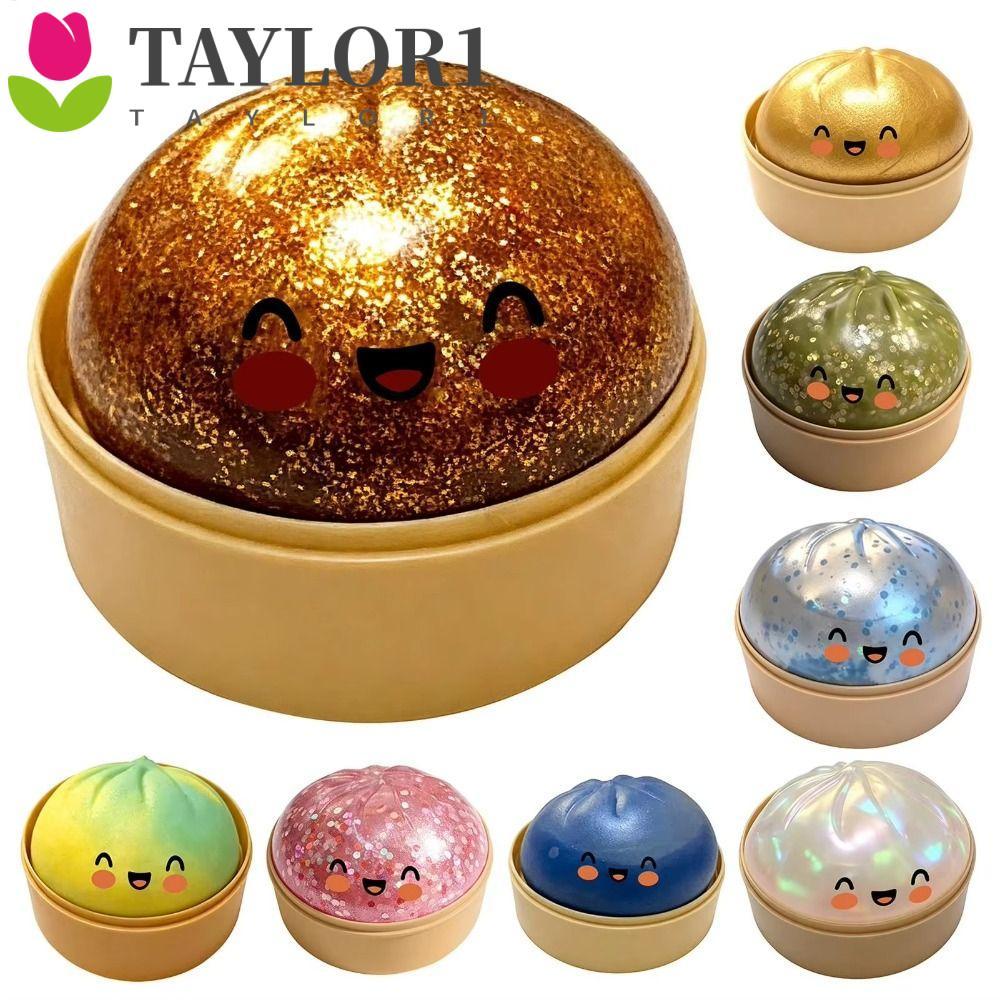 TAYLOR1 Dumpling Squis, Giant Rainbow Glittering Bun Sensory Balls, จําลองน่ารักหยิก Dumpling-Shaped Soft Squishy ของเล่นเด็กของขวัญ