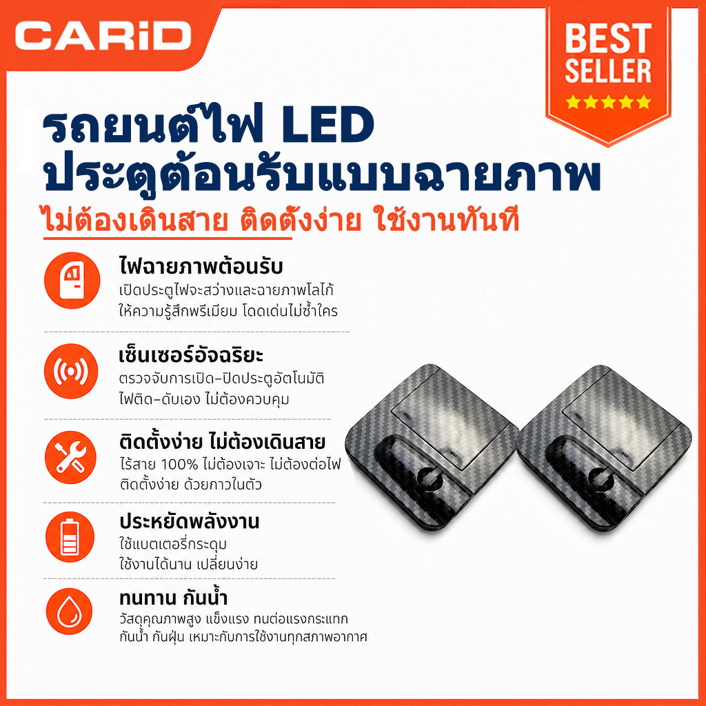 CARiD1 PCS ดำเนินการไร้สาย LED รถประตูต้อนรับแสงเลเซอร์โลโก้โปรเจคเตอร์โคมไฟ สําหรับติดประตูรถยนต์