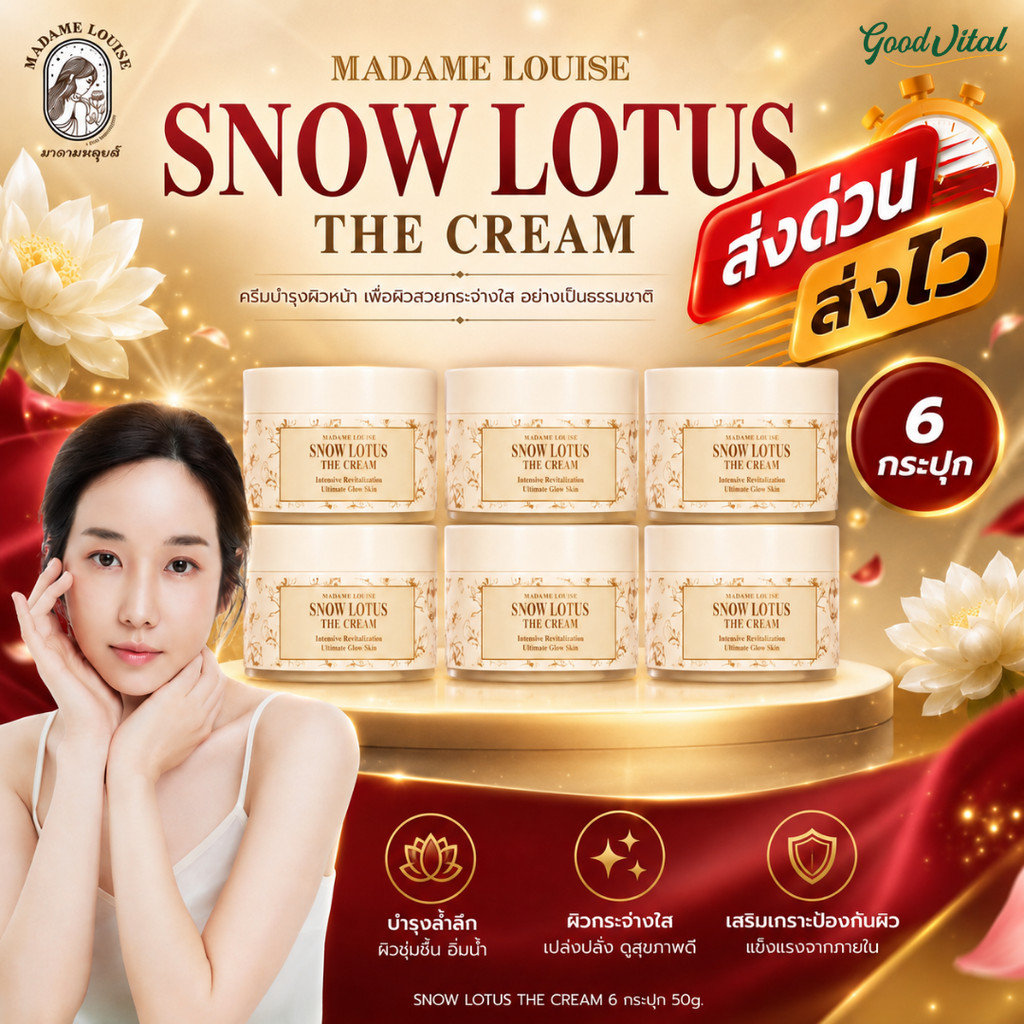(ส่งด่วนในวัน) Madame Louise Snow Lotus The Cream (6กระปุก) ครีมบำรุงผิวหน้า บัวหิมะ ผิวชุ่มชื้น ผิวดูเรียบเนียน
