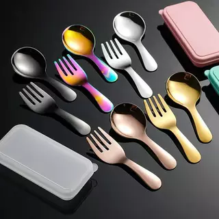 Hot Mini แบบพกพาช้อนส้อมบนโต๊ะอาหาร Outdoor Camping ชุดช้อนส้อมสแตนเลสสําหรับอาหารกลางวันเดินป่า Camp อุปกรณ์ทําอาหาร
