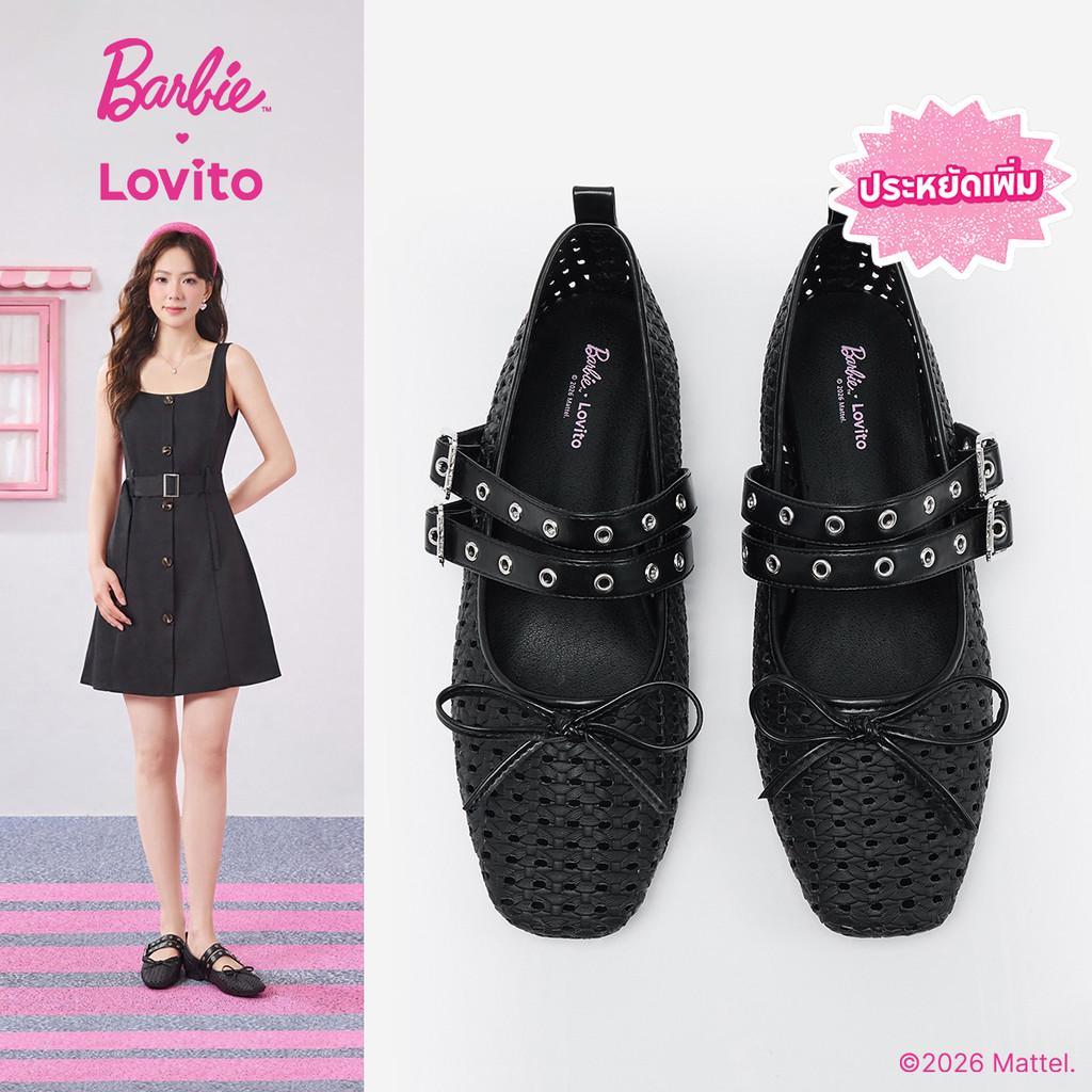 [Summer Sale] Barbie™ X Lovito Mary Janes ลําลองแบบเว้าสําหรับสตรี SMBL3PAD008
