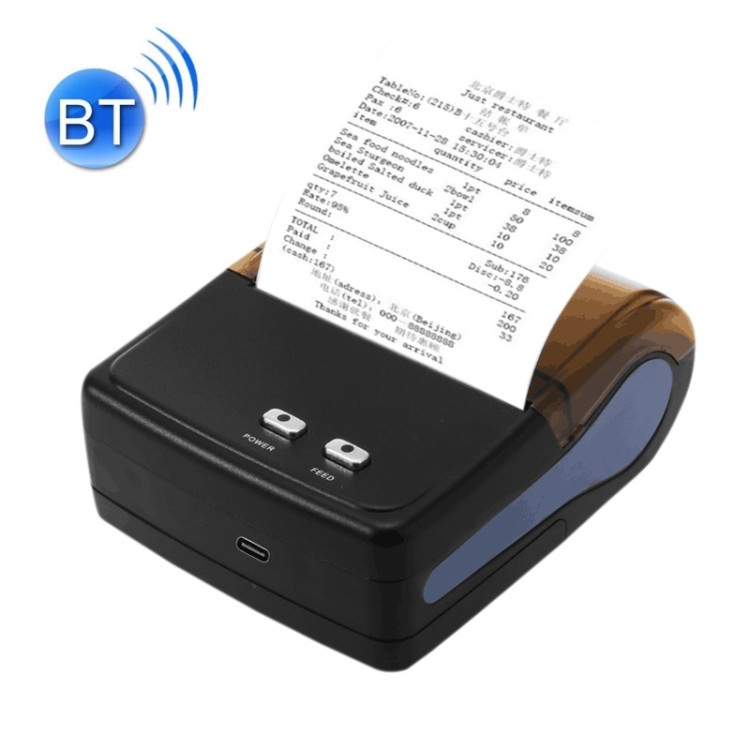 พร้อมสต็อก QS-8001 เครื่องพิมพ์ความร้อนใบเสร็จ POS แบบพกพา 80 มม. (สีดํา)