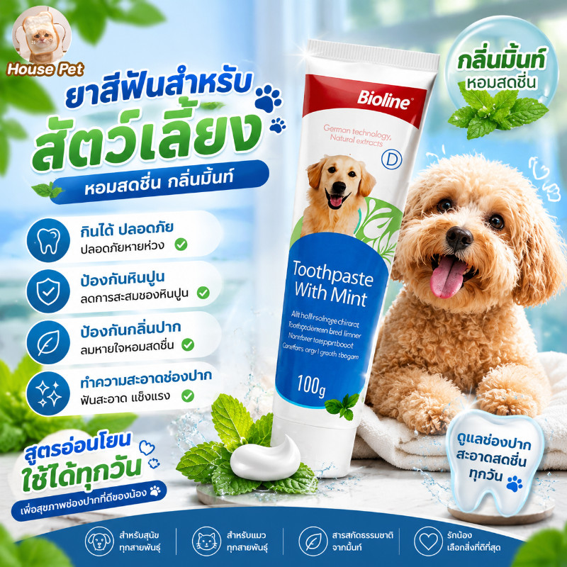 🐶COD🐶Bioline ชุดแปรงฟันสัตว์เลี้ยง ชุดแปรงฟัน