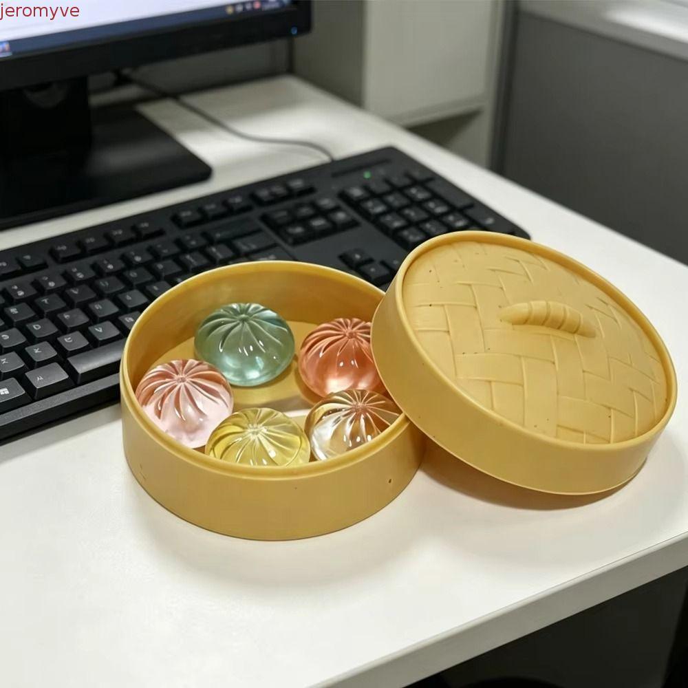 JEROMY มินิเกี๊ยว Squishy, น่ารักหยิก Squeezable Steamer Bun ของเล่น, นักเรียน Fidget พร้อม Steamer คริสตัล Sensory ของเล่น Party Favors