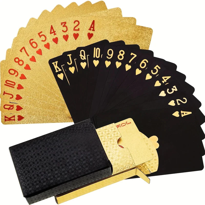 24K Gold Waterproof Playing Cards Plastic Poker Game PET Table Games Halloween Christmas Family Game Nights Board Game