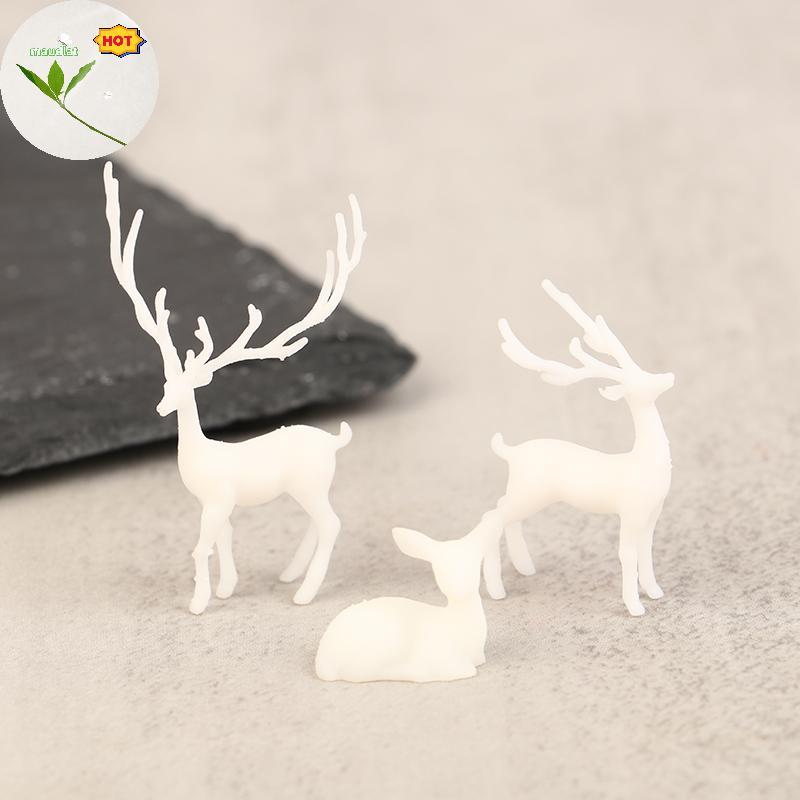 Maud 1 PC Mini เรซิ่นคริสตัลกวางคริสต์มาสป่า Elk ขนมสีขาวตกแต่งตาราง Merry Christmas Decor สําหรับบ้