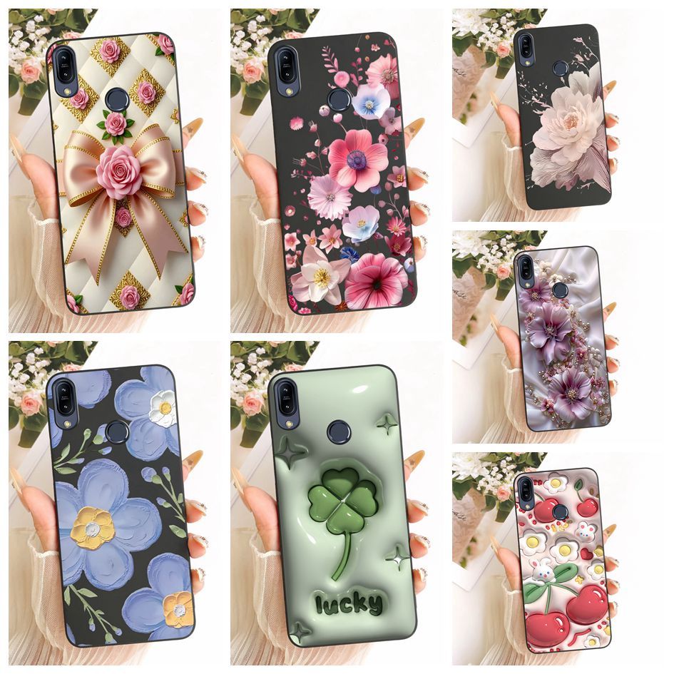 สําหรับ Asus Zenfone Max (M1) ZB555KL กรณี X00PD Elegant Daisy ดอกไม้สีดํา TPU ซิลิโคนสําหรับ Asus Z