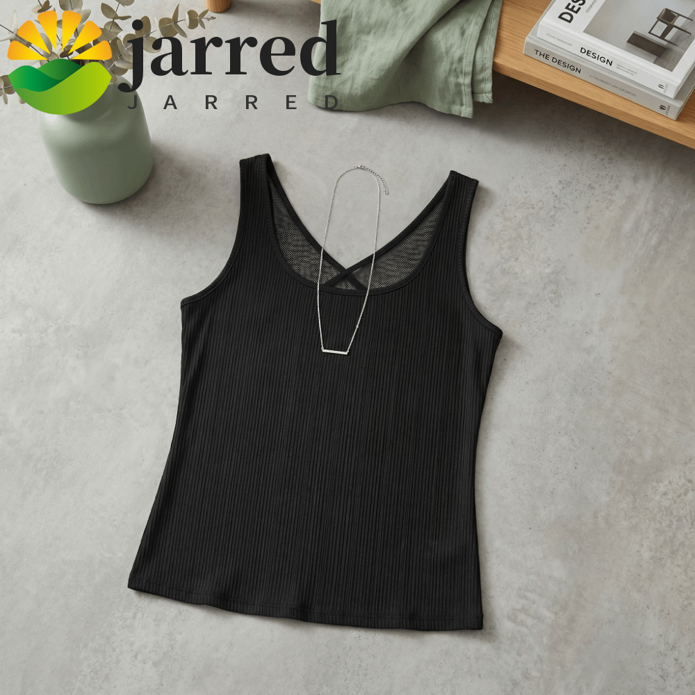JARRED ผู้หญิง Crop Top,แขนกุดสีทึบตาข่าย Splicing Top,เอว-cinching ลึก V คอฤดูร้อนชายหาดสวมใส่ผู้หญ