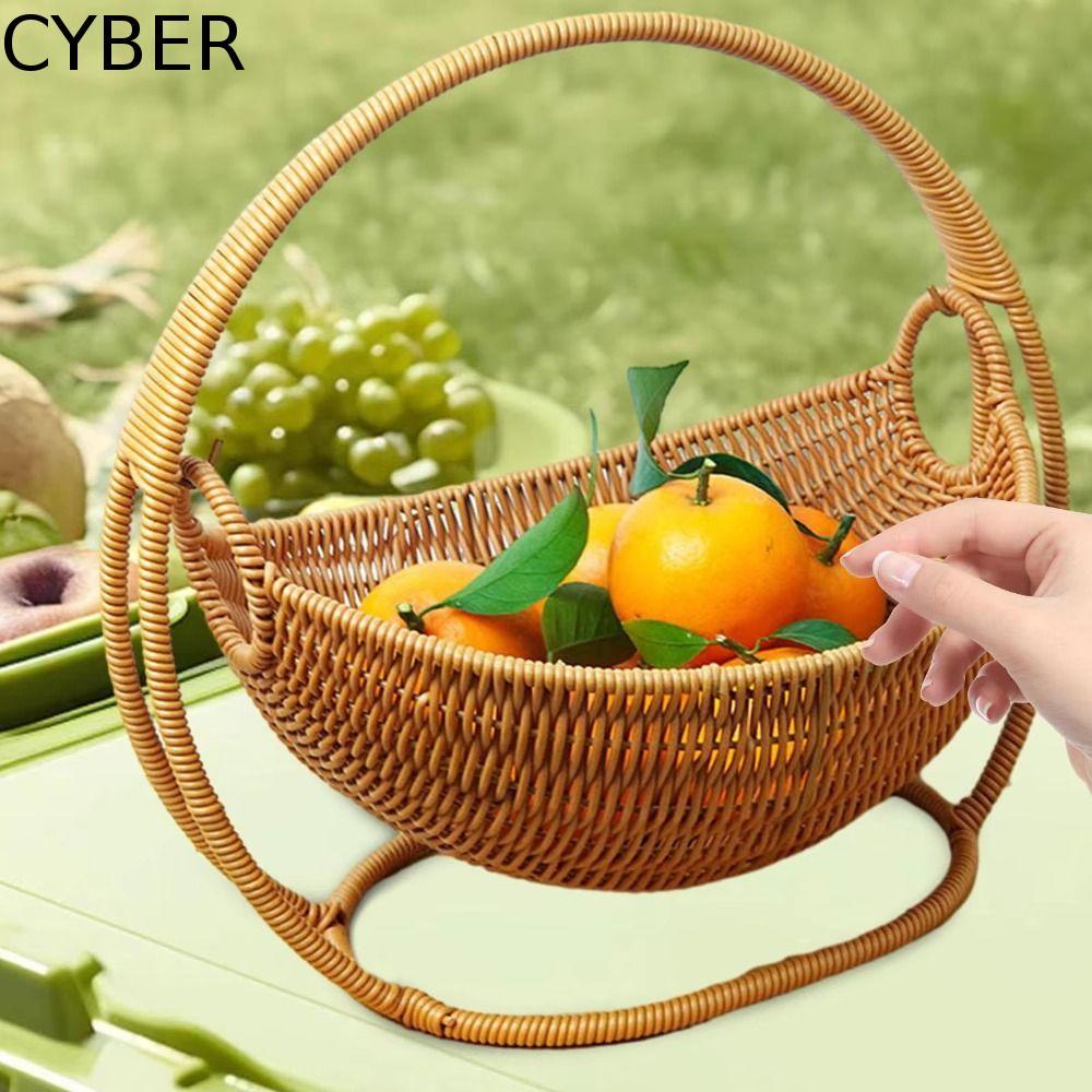 CYBER ตะกร้าทอมือพร้อมที่จับ คุณภาพสูง ดีไซน์สร้างสรรค์ ตกแต่งสวน งานปาร์ตี้