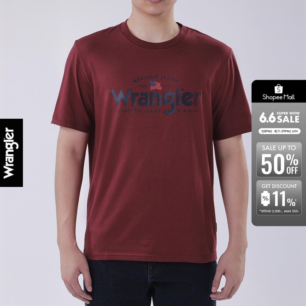 WRANGLER เสื้อยืดแขนสั้นผู้ชาย รุ่น WR F425MTSSF11 สีแดง
