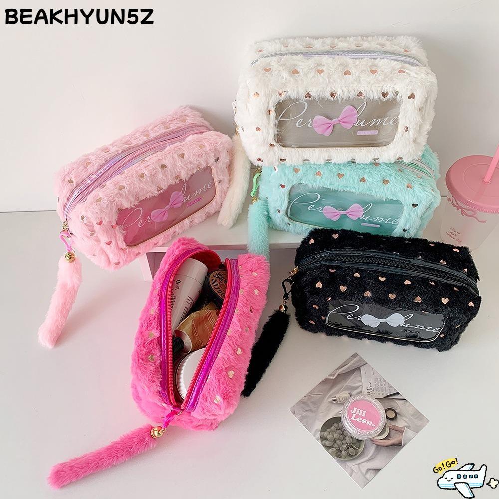 BEAKHYUN5Z กระเป๋าดินสอ, ดินสอมัลติฟังก์ชั่นโบว์, กระเป๋าแต่งหน้าความจุขนาดใหญ่