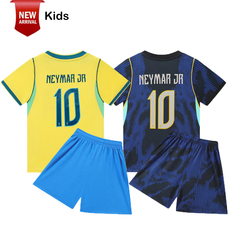 ชุดเสื้อฟุตบอลเด็ก 2026-27 บราซิล #10 เนย์มาร์ JR. เสื้อ+กางเกงขาสั้น ชุดสูทฟุตบอลระบายอากาศสําหรับเด็ก