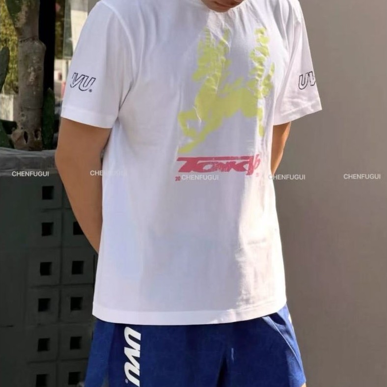 UVU-Tokyo 26 เสื้อยืดแขนสั้นผ้าฝ้ายพิมพ์ลาย