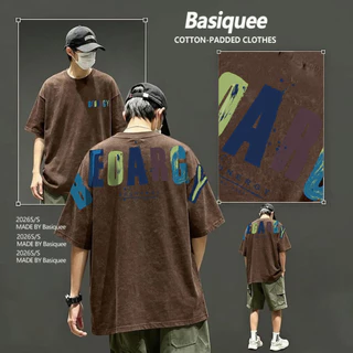 Basi💥เสื้อผู้ชาย เสื้อยืด oversize เสื้อฟอก วินเทจ สตรีท เกรดพรีเมียม เสื้อคอตตอน ไม่หดตัว ใส่สบาย "BEUARGY"