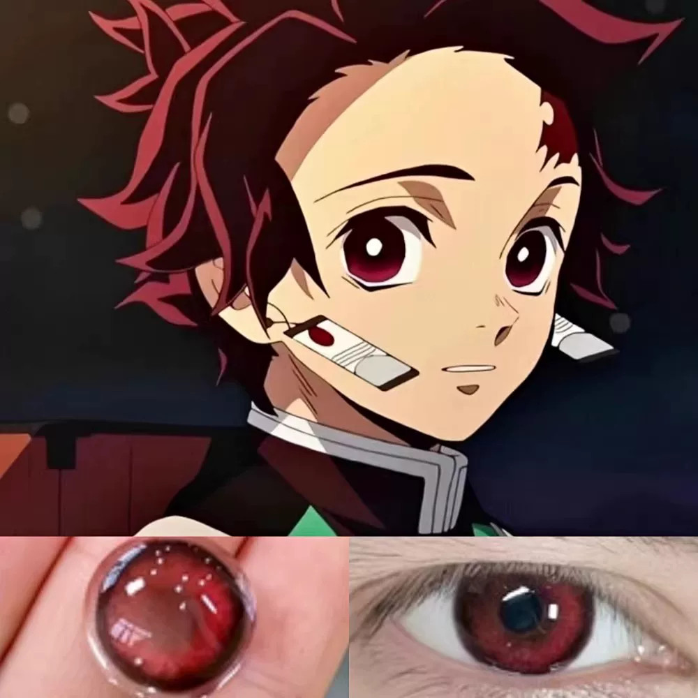 คอนแทคเลนส์ คอนเทคเลนส์สีน้ำตาล คอลแทคเลนส์ ประตูห้องครัว Tanjiro cos เครื่องสําอาง Eye โยน Demon Sl