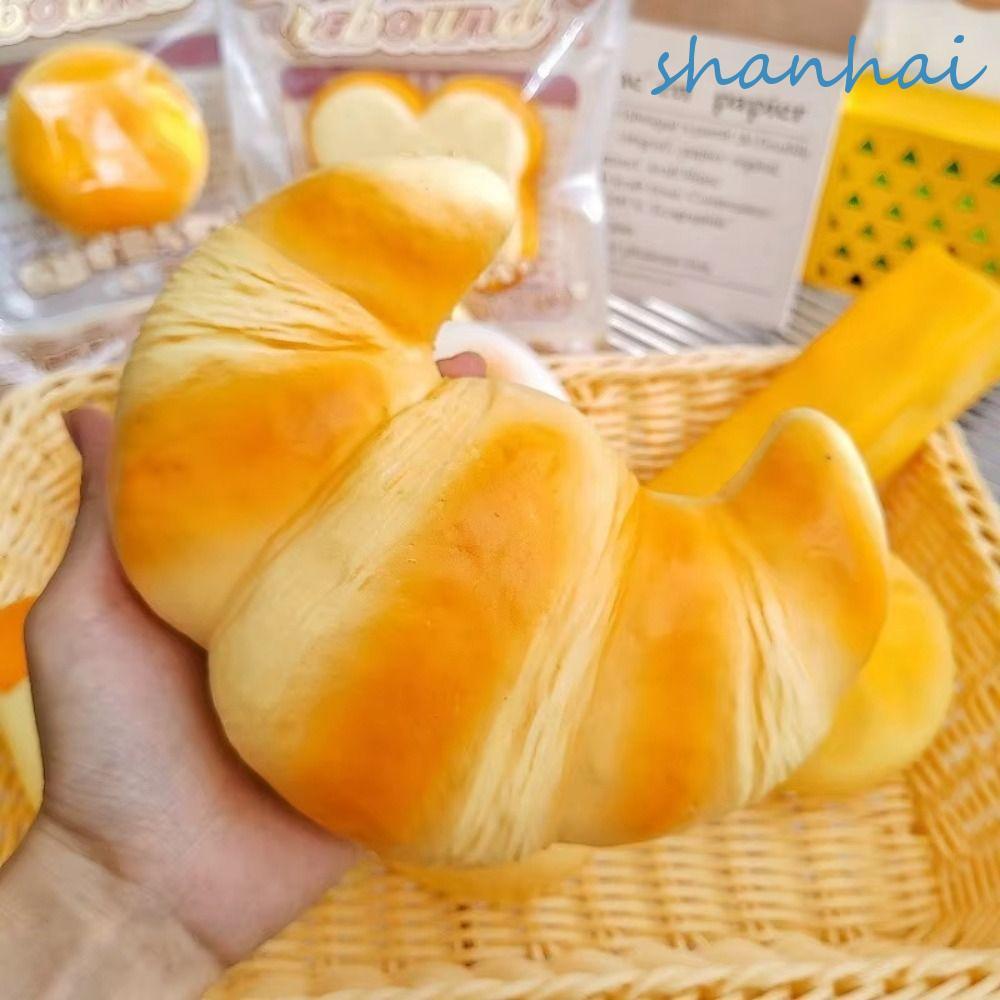 SHANHAI ครัวซองต์, ช้า Rising Calming Bread Squishy ของเล่น, ชายหญิงหยิกมือผ่อนคลาย Super Soft Sensory Fidget เค้กเด็กผู้ใหญ่