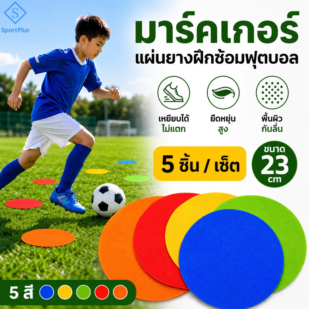 SportPlus มาร์คเกอร์ฟุตบอล 23ซม. 5 ชิ้น/เซ็ต แผ่นยางมาร์คเกอร์ ยืดหยุ่น แผ่นกำหนดจุดฝึกซ้อมฟุตบอล Football Marker