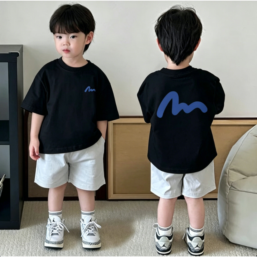 เสื้อยืดเด็กผู้ชาย คอกลม ลายเรียบง่าย ผ้าฝ้ายนุ่มระบายอากาศ ไซซ์90-150 จัดส่งภายใน24ชั่วโมง เสื้อประจำวันใส่ง่ายทนทาน