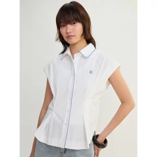 [Pomelo] เสื้อเชิ้ตแขนสั้นทรงเข้ารูป / Cap Sleeve Shirt