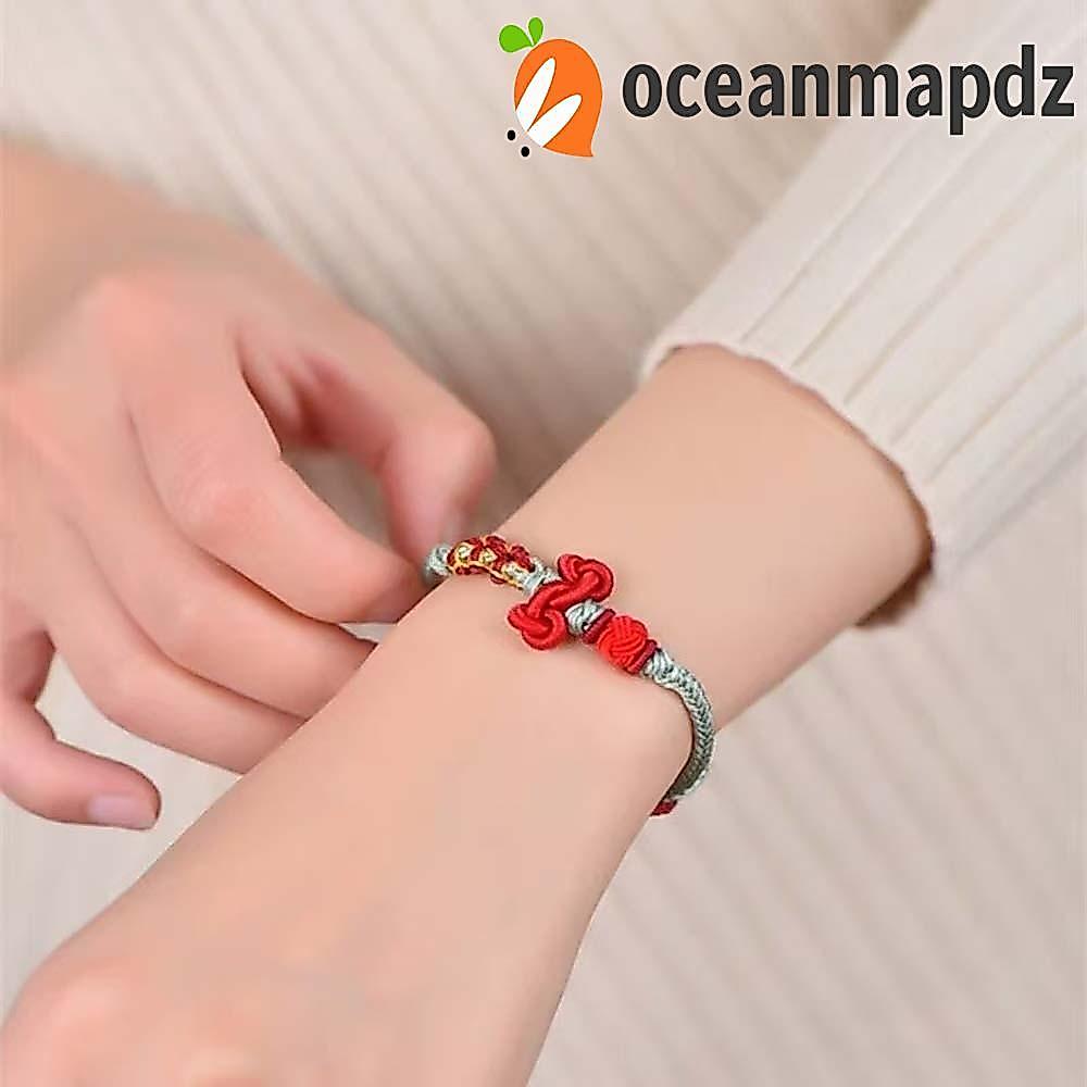 OCEANMAPDZ การสอบความสําเร็จทอสร้อยข้อมือ,ปรับ Fortuna เครื่องประดับ Wenchang Knot ข้อมือเชือก,อเนกประสงค์ Zodiac ปี Blessing สีแดงประณีตจีน Knot กําไลข้อมือผู้หญิง