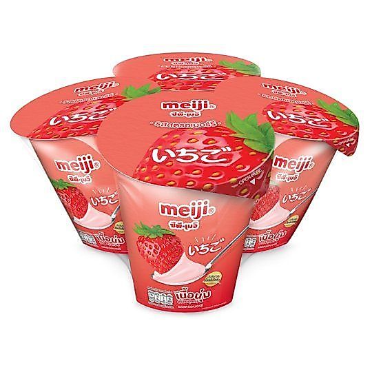 [สินค้าส่งด่วน] เมจิ โยเกิร์ต ผสมสตรอเบอร์รี 135 กรัม แพ็ค 4 MEIJI YOGURT WITH STRAWBERRY 135 G .PACK 4
