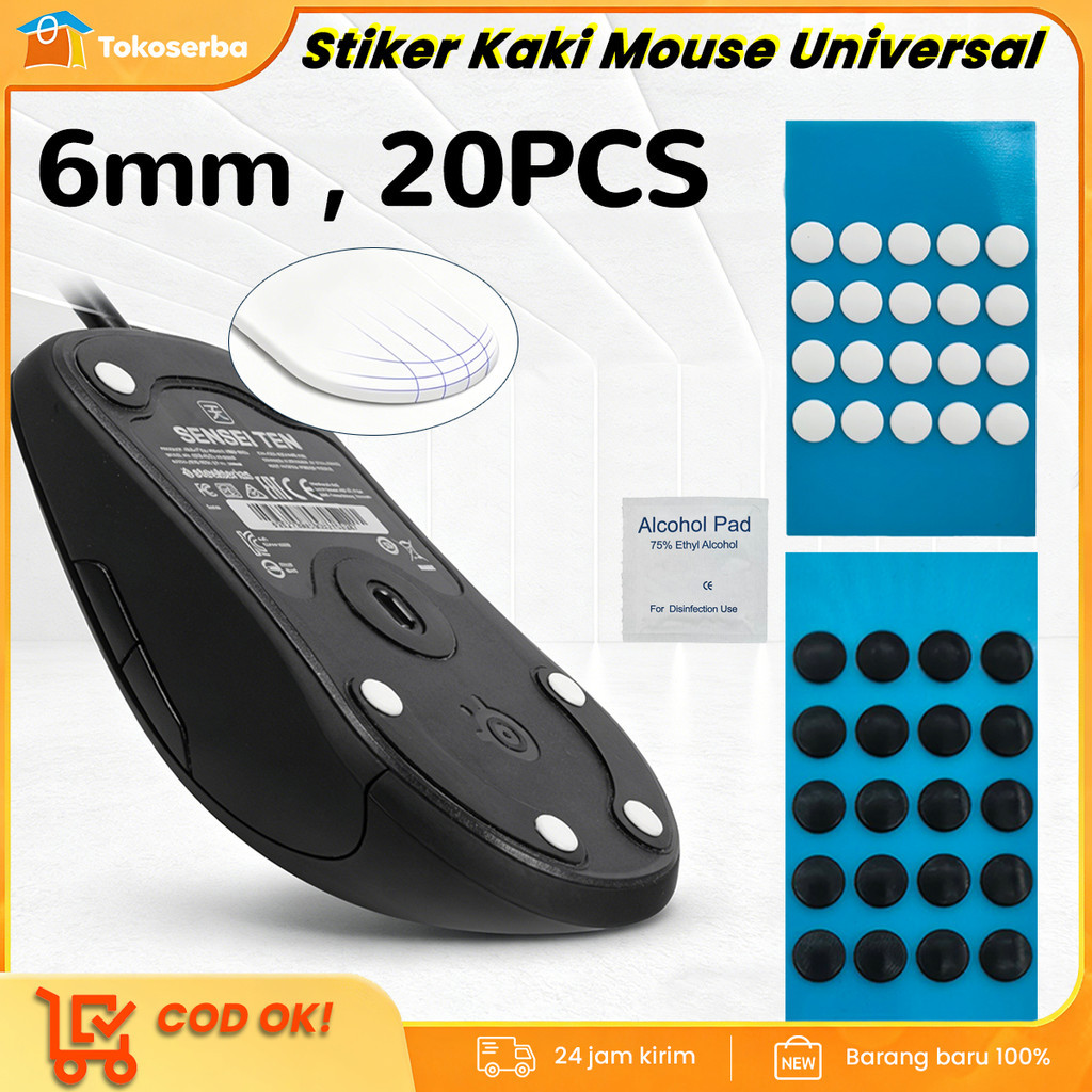20 ชิ้นเมาส์ฟุต Glide Dot - Universal Teflon Mouse Feet, 0.6 มม., สําหรับเมาส์ทุกประเภท - 20 ชิ้น Un