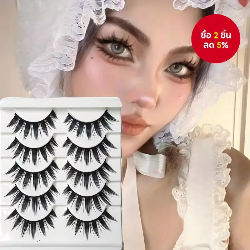 ขนตาปลอม 3D Big Devil 5 คู่ - Spky Manga Style C-Curl, Wispy Dramamatic Volume Faux Mink, ชุดขนตานางฟ้าที่สะดวกสบายสําหรับคอสเพลย์ & Daily Glam