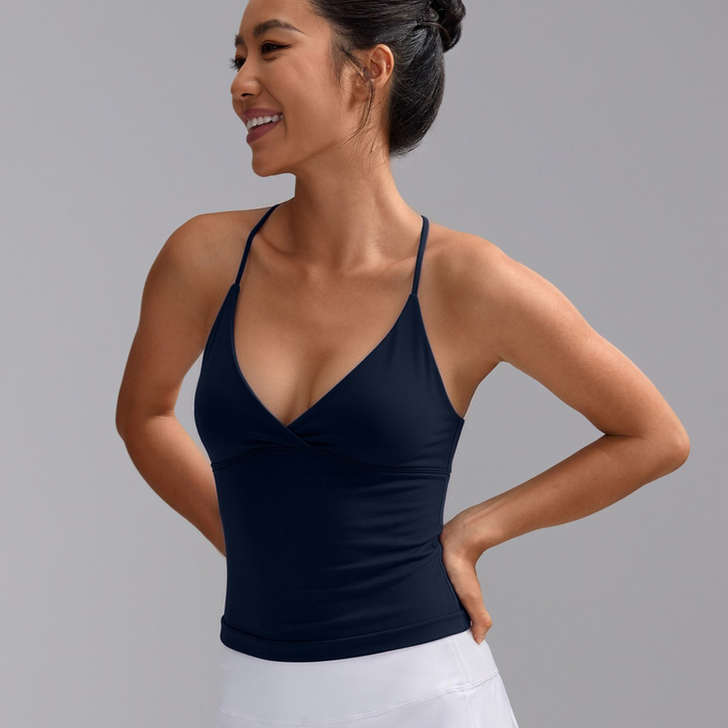 Anran Sports Bra แบบครอสวีเนค สตรัปปี้ แห้งเร็ว สวมใส่สบาย เหมาะสำหรับโยคะและฟิตเนส