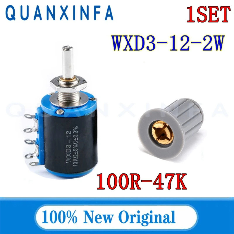 1 ชุด WXD3-12-2W Precision Multiturn Potentiometer 100/220/470R 1K 2K2 3K3 4K7 5K6 10K 22K 47K WXD3-