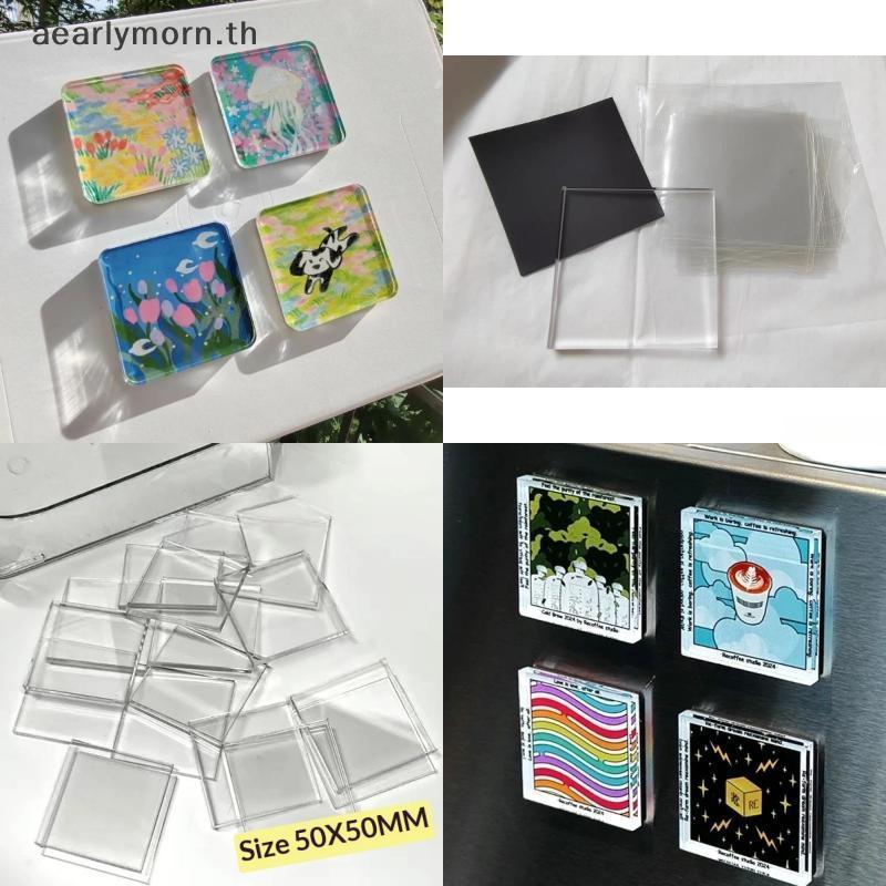 AA 10 ชิ้น DIY แม่เหล็กตู้เย็นแม่เหล็กสแควร์รอบแผ่นแม่เหล็กยืดหยุ่นสําหรับห้องครัวโครงการและของขวัญ TH