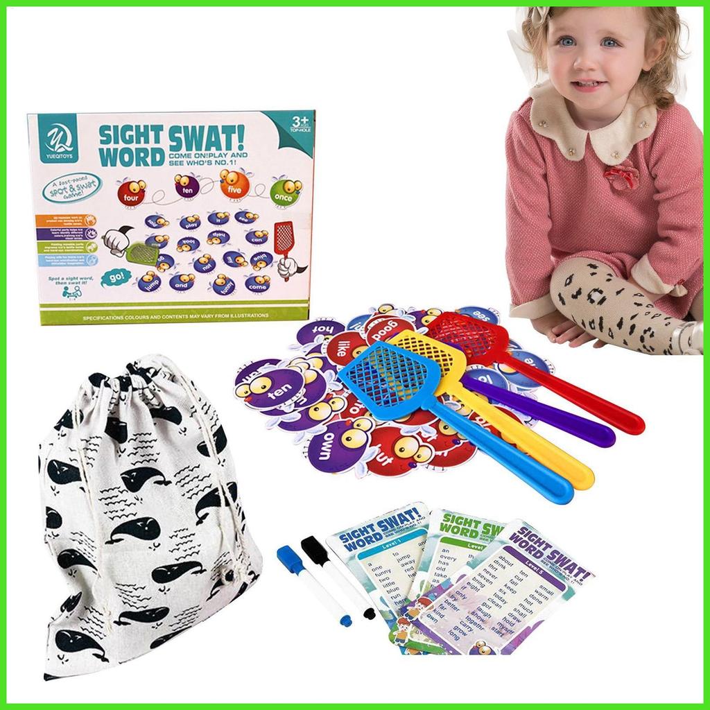การเรียนรู้ Sight Words Games Words และ 4 Fly Swatters ชุดเกมก่อนวัยเรียนสําหรับชายหญิง Homeschool S