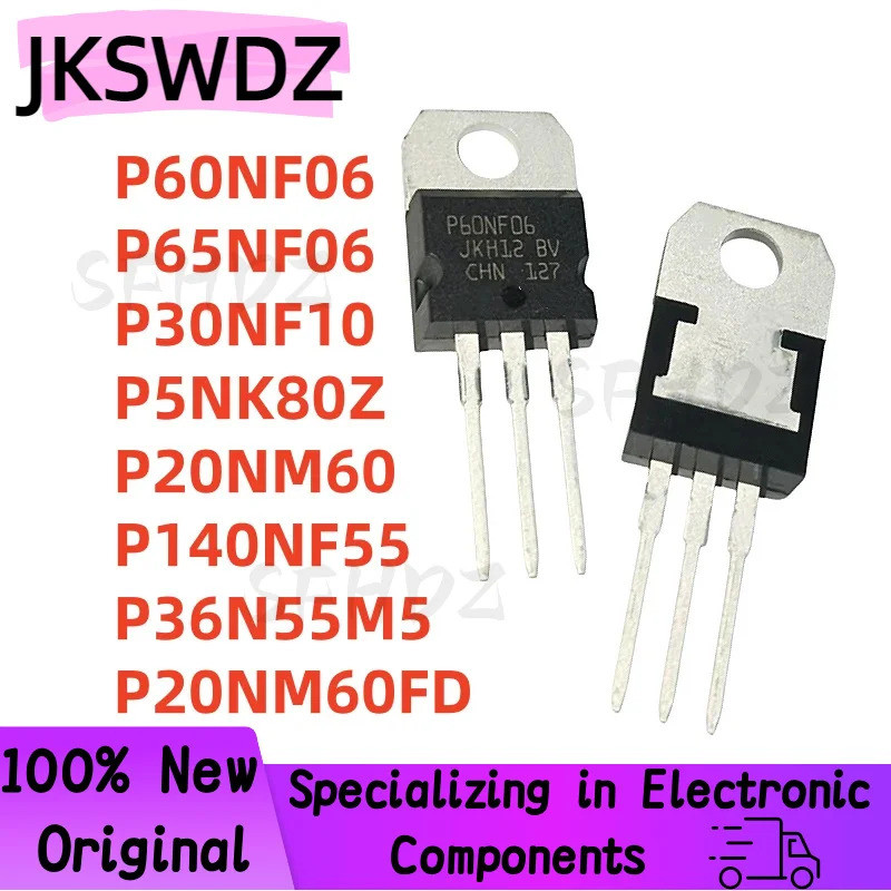 1-5PCS P60NF06 P20NM60FD P65NF06 P36N55M5 P20NM60 P30NF10 P140NF55 P5NK80Z TO-220 STP20NM60FD STP30N