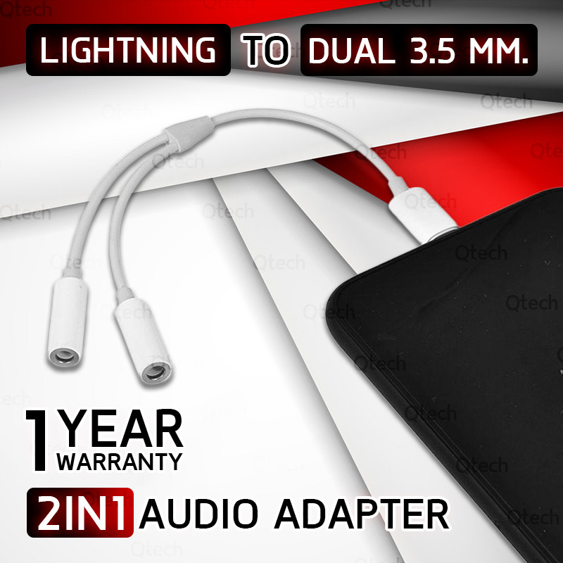 รับประกัน 1 ปี - สายแปลงหูฟัง Lightning to 3.5mm Headphone Jack อะแดปเตอร์  หูฟัง Splitter Dual Ligh