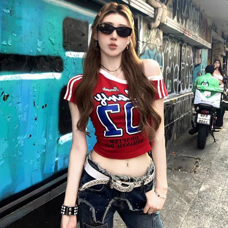 （จัดส่งภายใน24ชม）LUNA GIRL💥 เสื้อยืดลายอเมริกันสไตล์