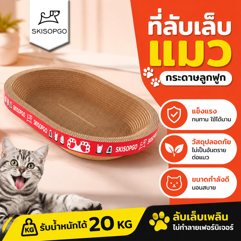 SKISOPGO ที่ลับเล็บแมว อ่างลับเล็บแมว ที่นอนแมว 2in1รุ่นมินิมอลขนาดใหญ่ เล็บแมวสามารถเพิ่มการสึกหรอ