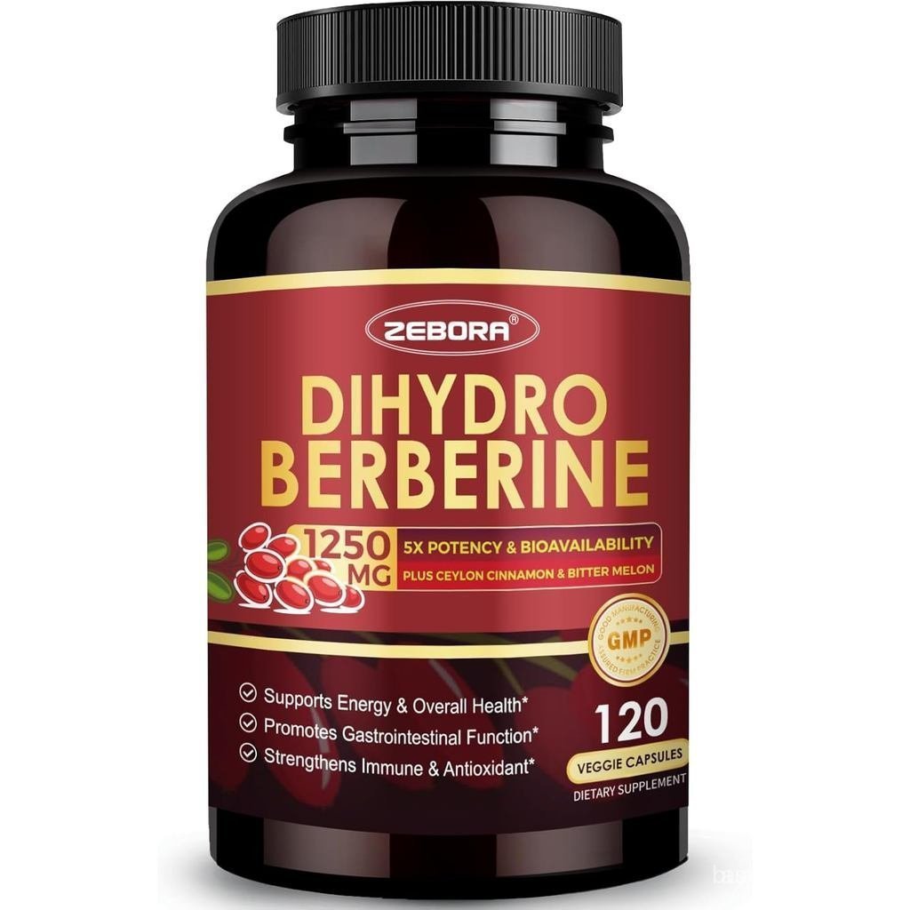 ZEBORA Dihydroberine 1250mg, อาหารเสริม Berberine พร้อมอบเชย Ceylon, มะระ, R-ALA, 5X Potency & Bioavailility - รองรับภูมิคุ้มกัน, ย่อยอาหารและสุขภาพหัวใจ, Non-GMO,