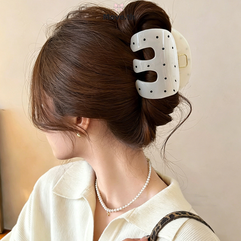 ในไทย-พร้อมส่ง กิ๊บหนีบผมทรงเรโทร ลายจุด สไตล์แฟชั่น สำหรับทรงผมเกล้า ผมหางม้า สวยงาม ทรงกิ๊บฉลาม-Move