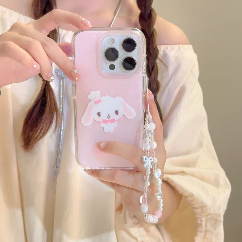 สีชมพูขนมกระต่าย VIVO Y03 V30e V40 V50 V60 V70 FE lite Y04 Y19s Y21d Y39 เคสโทรศัพท์สร้อยข้อมือป้องก