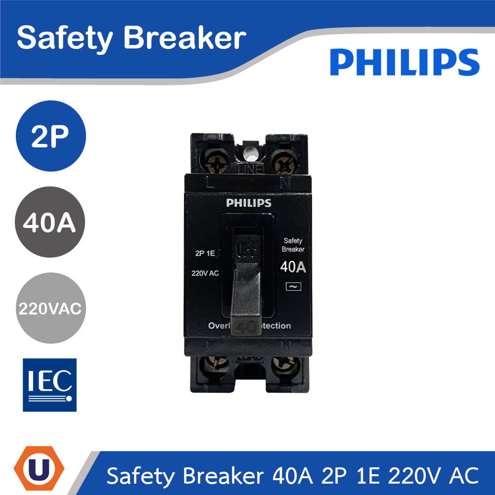 PHILIPS Safety Breaker เบรกเกอร์นิรภัย 2P 1E 40A 220V AC | 913713836001 | Ucanbuys