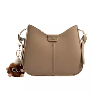 Baguette Bag กระเป๋าสะพายข้างผู้หญิง หนัง PU คุณภาพดี พร้อมพวงกุญแจการ์ตูนและสายสะพายปรับได้-369