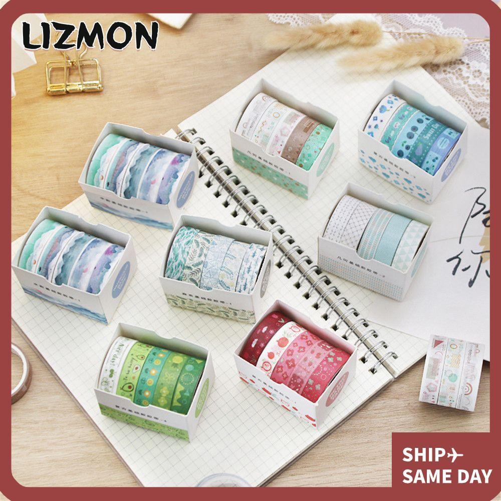 LIZMON 5 ม้วน/กล่อง Washi เทปชุดเครื่องเขียนโรงเรียน Scrapbooking