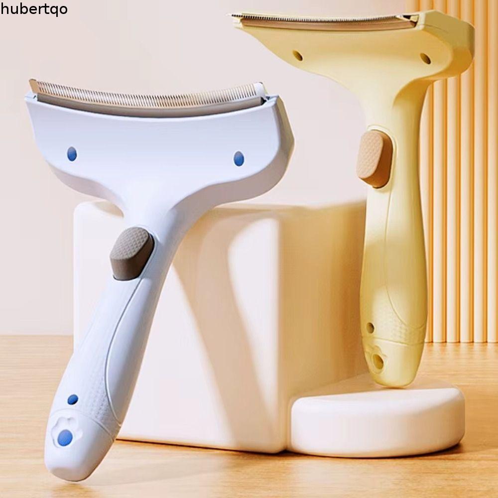HUBERT หวีกําจัดขนสัตว์เลี้ยง, การออกแบบ V-ฟันโค้งสุนัข Undercoat Remover, ปลอดภัย Ergonomic Handle One-Click Self ทําความสะอาดลื่น Cat Deshedding แปรงผมสั้นสุนัข