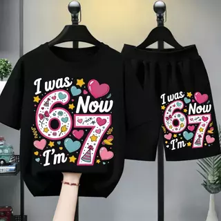 ชุดเด็ก 2 ชิ้น สไตล์วันเกิด 67 | เสื้อยืด + กางเกงขาสั้น ลายหัวใจ | สไตล์หวานๆ | ชุดเด็กฮิตใน #ชุดเด็ก #ลายวันเกิด #Kids