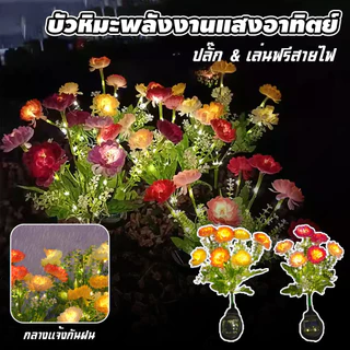 ไฟโซล่าเซลล์ LED รูปดอกบัวหิมะ 7 ดวง กันน้ำระดับIP65 ระบบเปิดปิดอัจฉริยะอัตโนมัติ เหมาะตกแต่งสวนและสนามหญ้า