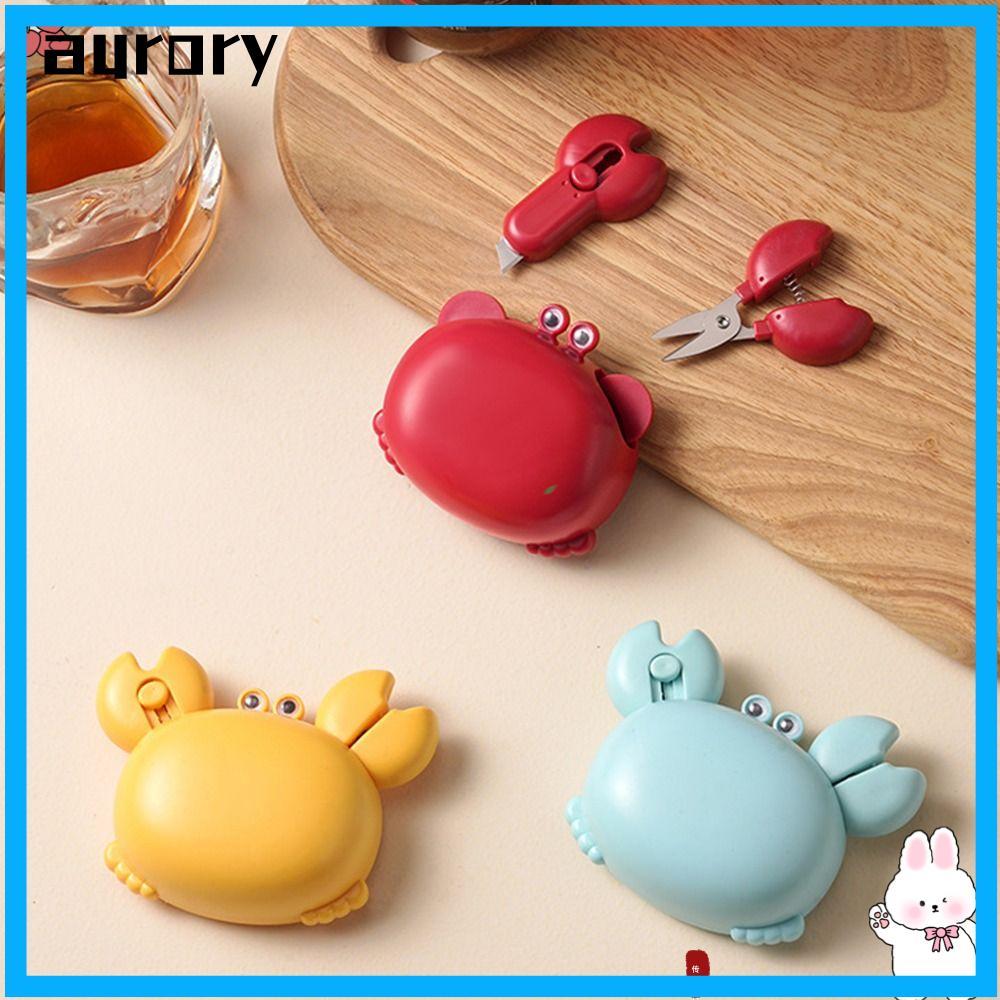 AURORY ที่เปิดขวดแม่เหล็ก, การ์ตูนปู 4-in-1 Crab ที่เปิดขวด, พร้อม Mini Scissors & Box Cutter ที่เปิ