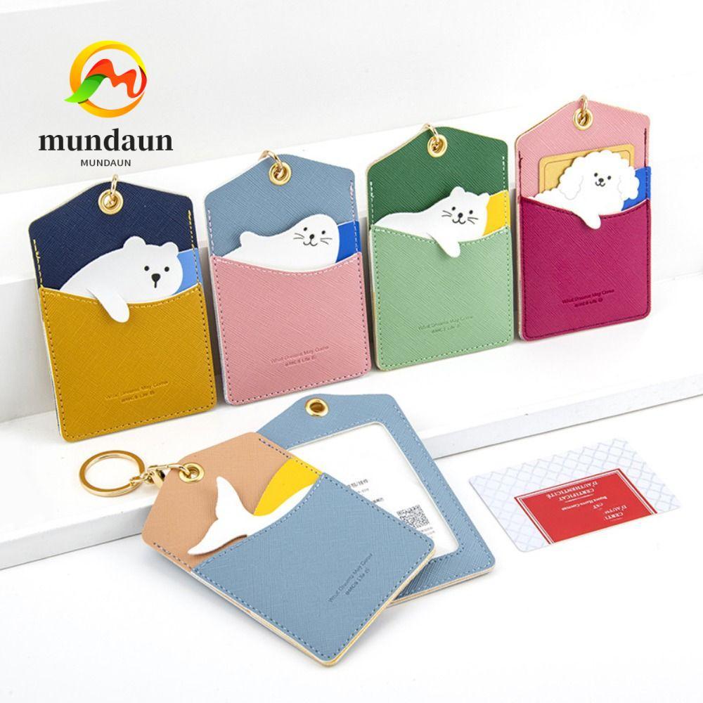 MUNDAUN ซองใส่บัตรสัตว์ ฝาครอบป้องกัน ID น่ารัก แพ็คเกจจี้การ์ดลิฟต์ ที่ใส่กุญแจ