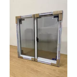 หน้าต่างอะลูมิเนียมบานเลื่อนคู่ 80×80ซม. กระจกเทมเปอร์นิรภัย กันน้ำกันลม ทนทาน ส่งตรงจากโรงงาน เหมาะติดตั้งบ้านคอนโด